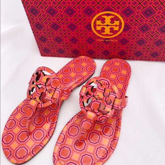 Tory Burch Miller Sandals Coral Pink 7 7.5 8 8.5 - Picture 3 of 7